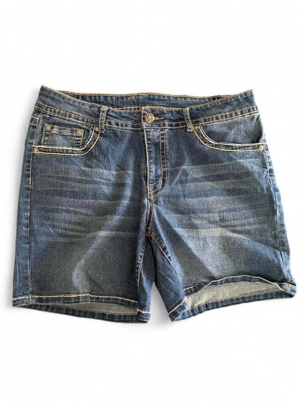 Faded Glory Y2K Low Rise Blue Denim Shorts Size 16W
